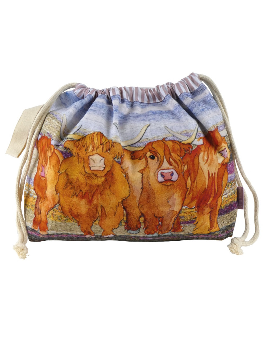 Emma Ball Drawstring Bag Highland Coo DRAW25