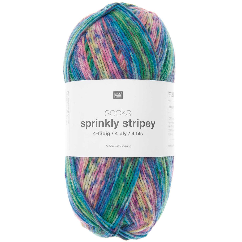 Rico Sprinkly Stripey 4 Ply Sock Yarn